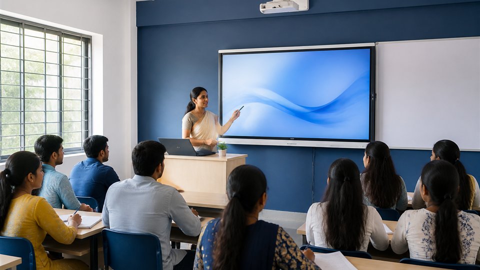 Digital classroom with smart teaching display